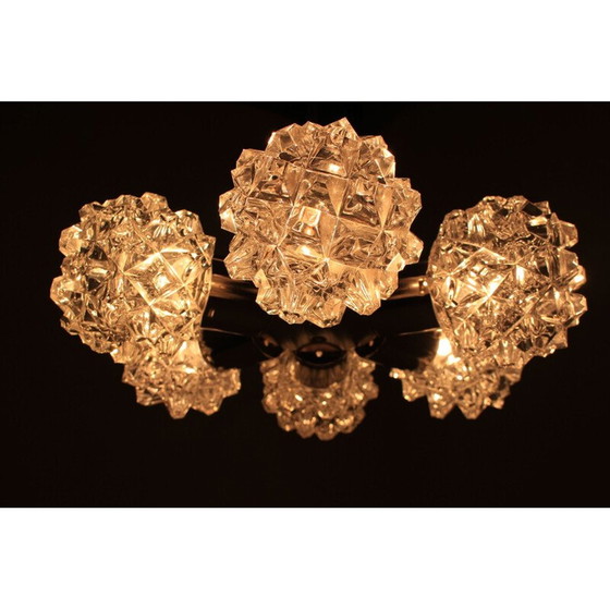 Image 1 of Lustre vintage en métal et verre par Kamenický Šenov, Tchécoslovaquie 1960