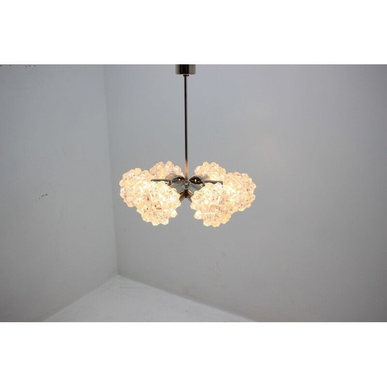 Image 1 of Lustre vintage en métal et verre par Kamenický Šenov, Tchécoslovaquie 1960
