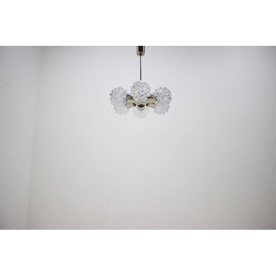 Image 1 of Lustre vintage en métal et verre par Kamenický Šenov, Tchécoslovaquie 1960