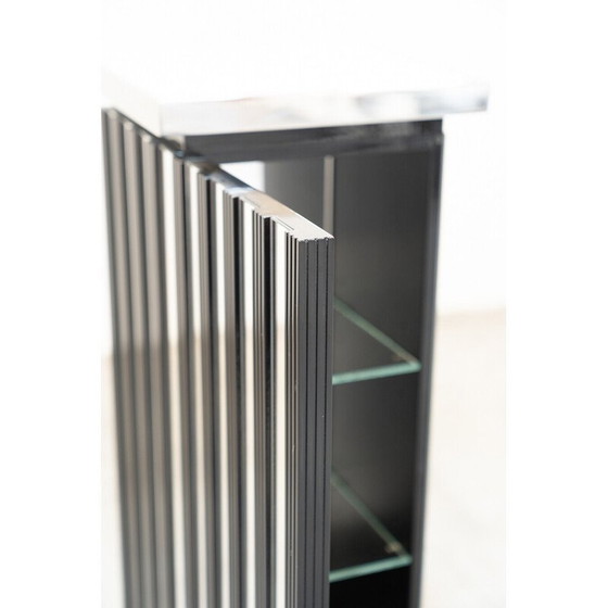 Image 1 of Paire de vitrines vintage en verre et marbre de Carrare, 1980