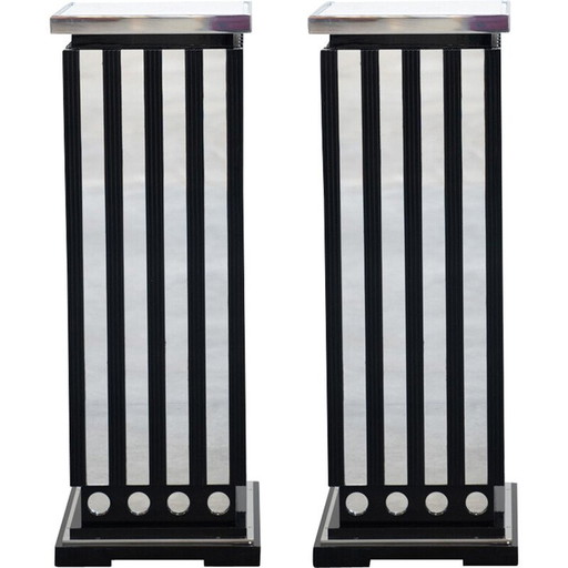 Paire de vitrines vintage en verre et marbre de Carrare, 1980