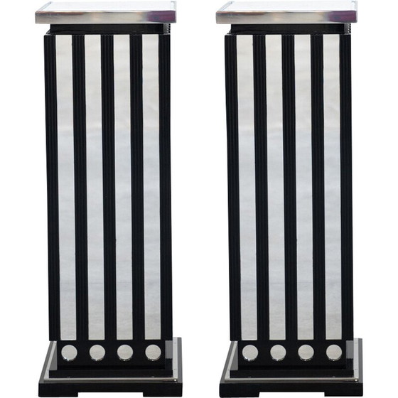 Image 1 of Paire de vitrines vintage en verre et marbre de Carrare, 1980