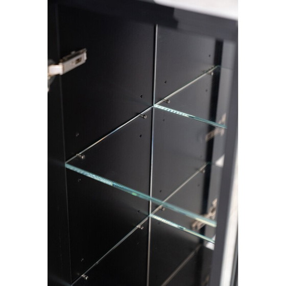 Image 1 of Paire de vitrines vintage en verre et marbre de Carrare, 1980