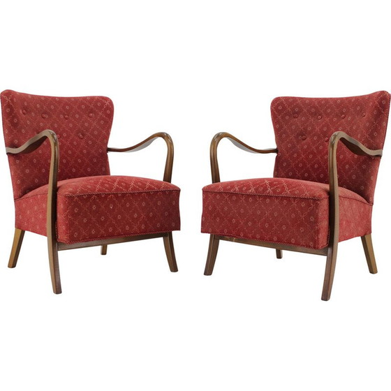 Image 1 of Paire de fauteuils en bois danois vintage par Alfred Christensen, années 1940
