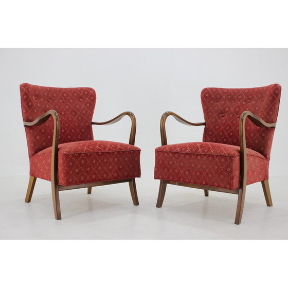 Image 1 of Paire de fauteuils en bois danois vintage par Alfred Christensen, années 1940