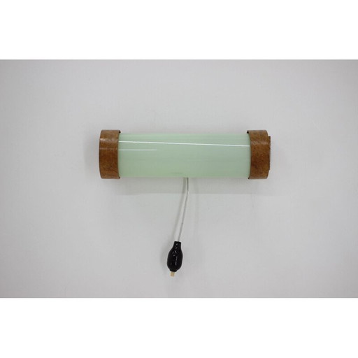 Applique vintage en bois et verre, années 1930