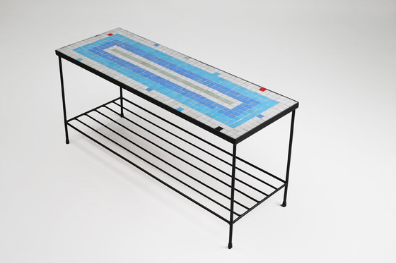 Image 1 of  Table basse en mosaïque du Mid Century avec structure en métal, France, 1950S