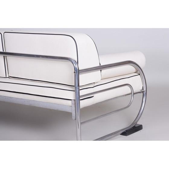 Image 1 of Canapé vintage en cuir blanc par Slezak Factories, années 1930