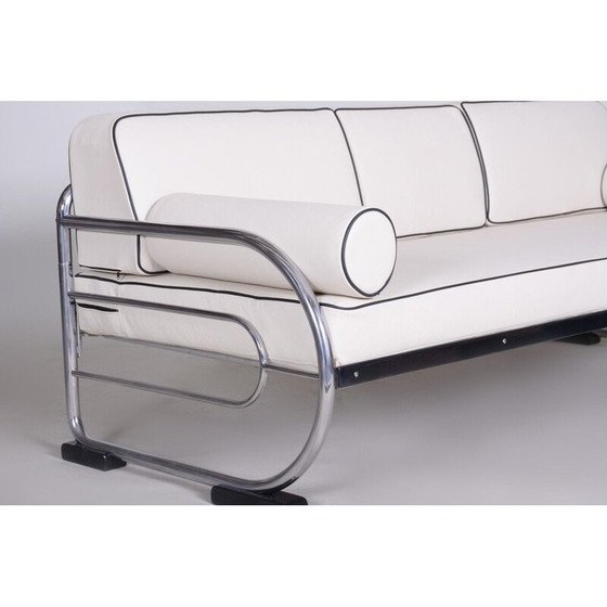 Image 1 of Canapé vintage en cuir blanc par Slezak Factories, années 1930