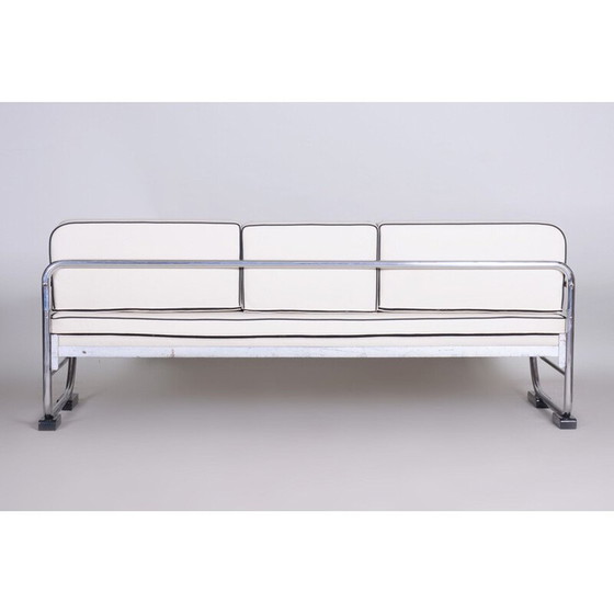 Image 1 of Canapé vintage en cuir blanc par Slezak Factories, années 1930