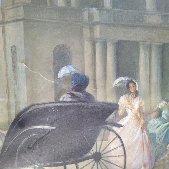 Image 1 of Grand tableau vintage 343cm, scène quotidienne par Lluís Muntané Muns, Espagne