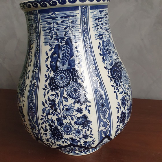 Image 1 of Vase à couvercle bleu Delft de Royal Sphinx By Boch de 1960