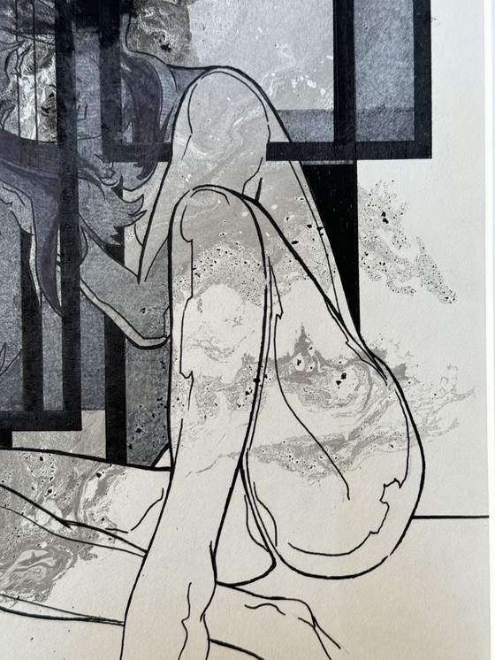 Image 1 of Eugène Eechaut (1928-2019) - Composition à l'encre avec une femme nue (1982)