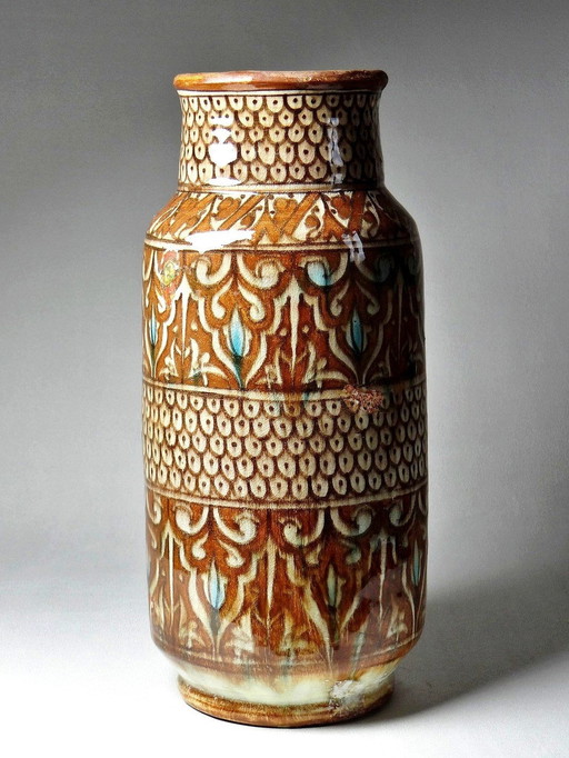 Grand vase poterie artisanale & traditionnelle Marocaine Safi ancien XXe