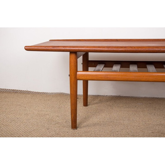 Image 1 of Table basse vintage en teck et laiton par Grete Jalk pour Glostrup Mobelfabrik, Danemark 1960