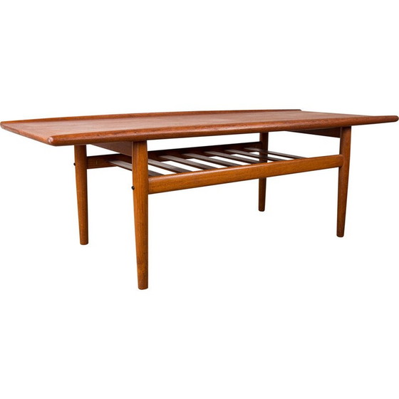 Image 1 of Table basse vintage en teck et laiton par Grete Jalk pour Glostrup Mobelfabrik, Danemark 1960