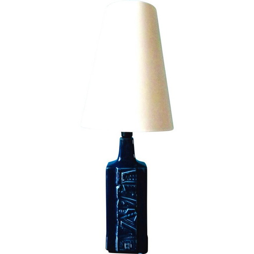 Lampe vintage en grès émaillé bleu pour Désirée Stentoj, Danemak 1965