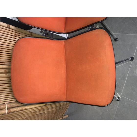Image 1 of Paire de chaises de bureau orange vintage, 1970