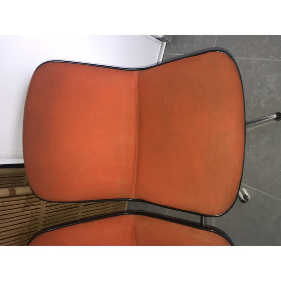 Image 1 of Paire de chaises de bureau orange vintage, 1970