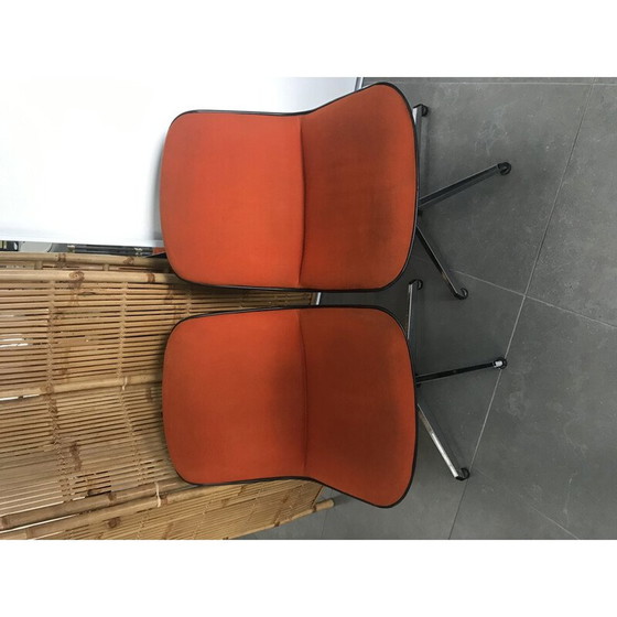 Image 1 of Paire de chaises de bureau orange vintage, 1970