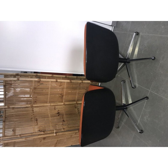 Image 1 of Paire de chaises de bureau orange vintage, 1970