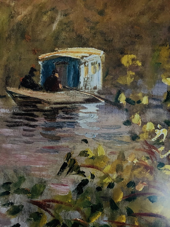 Image 1 of Claude Monet, "La barque de l'atelier, 1876". Signé avec l'enregistrement du droit d'auteur.