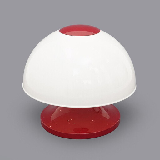 Lampe de table vintage en métal peint en rouge et méthacrylate, Italie 1960