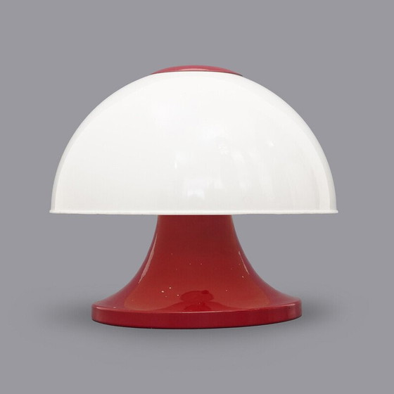 Image 1 of Lampe de table vintage en métal peint en rouge et méthacrylate, Italie 1960