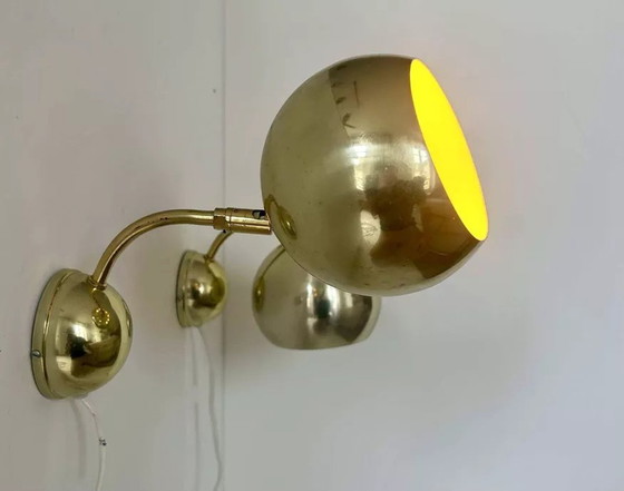 Image 1 of 2X D'Appliques Orientables En Laiton, Suède 1970