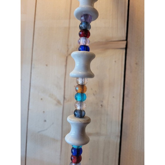 Image 1 of Lampe suspendue vintage "froufrou" en opaline