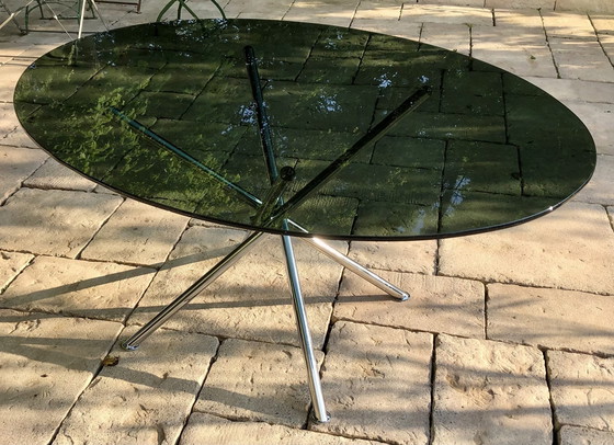 Image 1 of Table En Verre Et Pieds Chromés