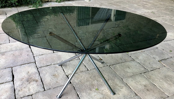 Image 1 of Table En Verre Et Pieds Chromés