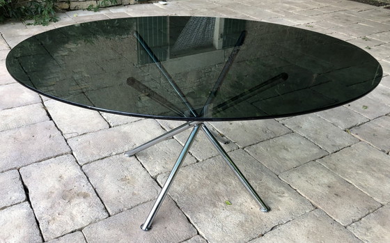 Image 1 of Table En Verre Et Pieds Chromés