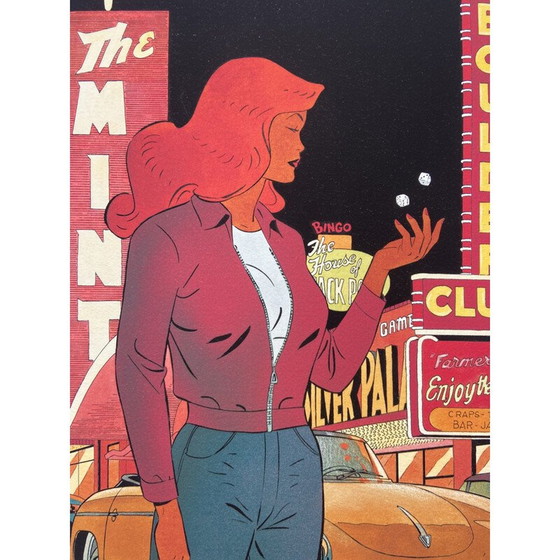 Image 1 of Lithographie vintage d'une pin-up par Philippe Berthet, 1995