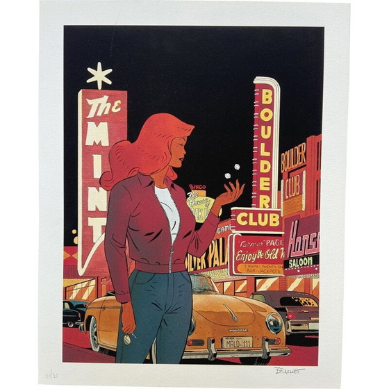 Image 1 of Lithographie vintage d'une pin-up par Philippe Berthet, 1995