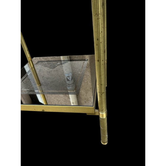 Image 1 of Table d'appoint vintage en laiton et verre fumé, 1970