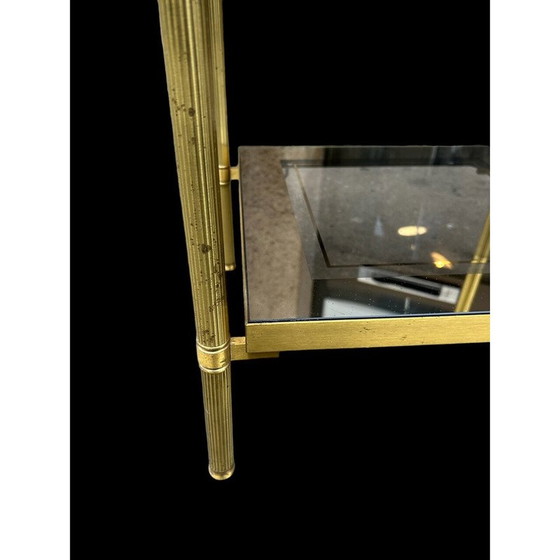 Image 1 of Table d'appoint vintage en laiton et verre fumé, 1970