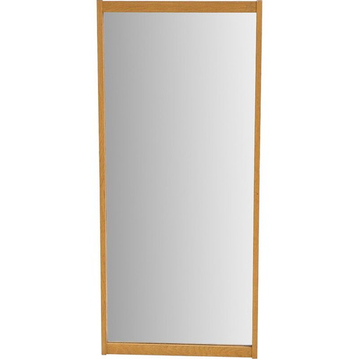Miroir vintage en bois de chêne pour Fröseke, Suède années 1960
