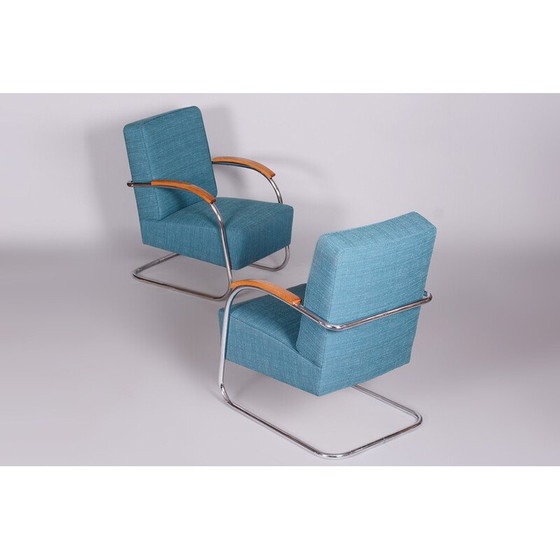 Image 1 of Paire de fauteuils bleus vintage de Mucke-Melder, Tchécoslovaquie, années 1930