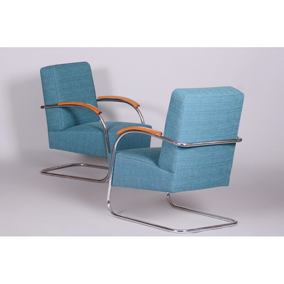 Image 1 of Paire de fauteuils bleus vintage de Mucke-Melder, Tchécoslovaquie, années 1930