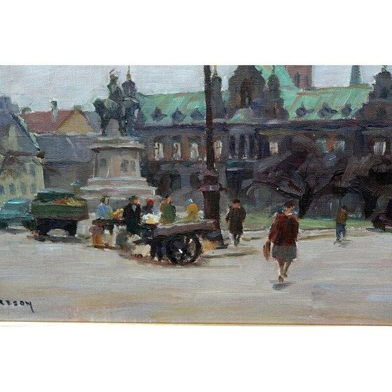 Image 1 of Peinture à l'huile moderne vintage de Carl Oscar Larsson, Suède 1951