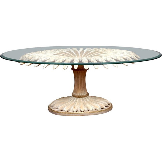 Image 1 of Table basse vintage en bois et verre par Chelini Florence, Italie 1970