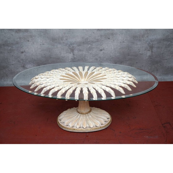 Image 1 of Table basse vintage en bois et verre par Chelini Florence, Italie 1970