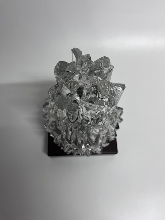 Image 1 of Plafonnier Vintage Mid Century 'Ice' Verre Clair