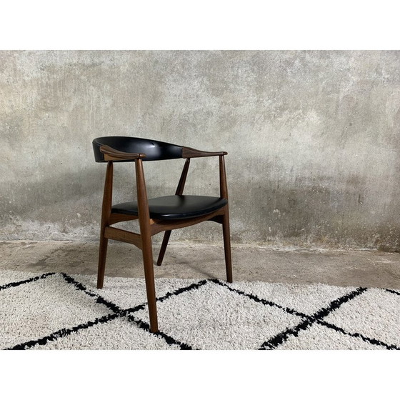 Image 1 of Fauteuil vintage modèle 213 en teck et simili cuir par Th Harlev pour Farstrup Møbler, 1958