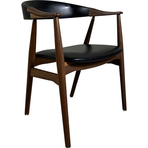 Fauteuil vintage modèle 213 en teck et simili cuir par Th Harlev pour Farstrup Møbler, 1958