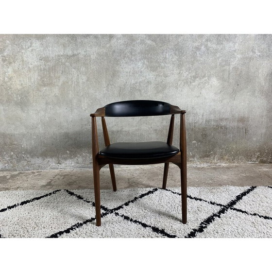 Image 1 of Fauteuil vintage modèle 213 en teck et simili cuir par Th Harlev pour Farstrup Møbler, 1958