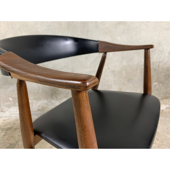 Image 1 of Fauteuil vintage modèle 213 en teck et simili cuir par Th Harlev pour Farstrup Møbler, 1958