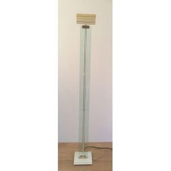 Image 1 of Lampadaire vintage en verre, laiton et métal laqué, 1970