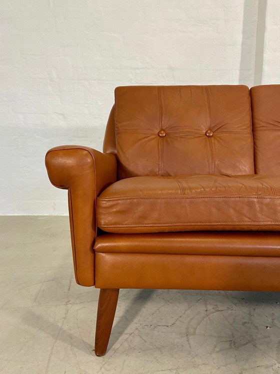 Image 1 of Canapé 3 places Svend Skipper vintage danois du Mid Century en cuir cognac 1970,S